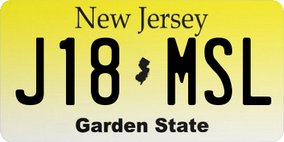 NJ license plate J18MSL