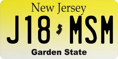NJ license plate J18MSM