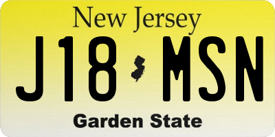 NJ license plate J18MSN