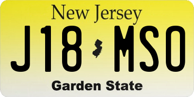 NJ license plate J18MSO