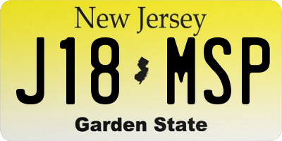 NJ license plate J18MSP