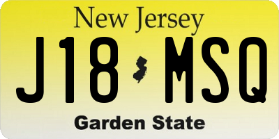NJ license plate J18MSQ