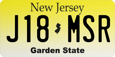 NJ license plate J18MSR