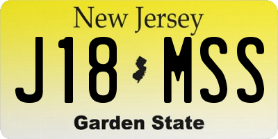 NJ license plate J18MSS