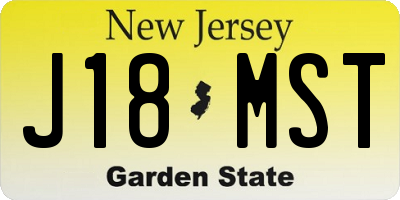 NJ license plate J18MST