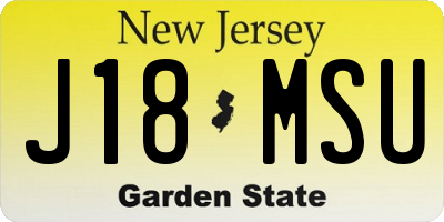 NJ license plate J18MSU