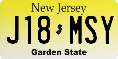 NJ license plate J18MSY