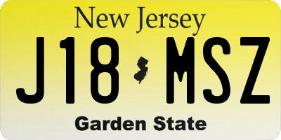 NJ license plate J18MSZ