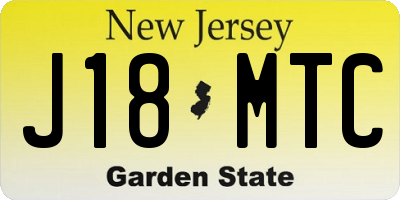 NJ license plate J18MTC