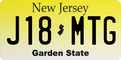 NJ license plate J18MTG