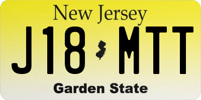 NJ license plate J18MTT