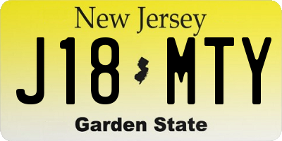 NJ license plate J18MTY