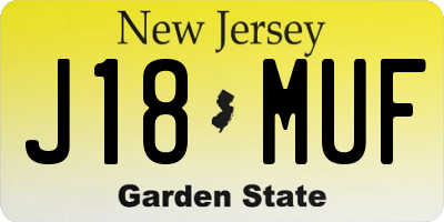 NJ license plate J18MUF