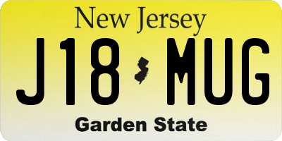 NJ license plate J18MUG