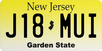 NJ license plate J18MUI
