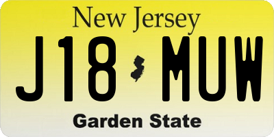 NJ license plate J18MUW