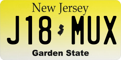NJ license plate J18MUX