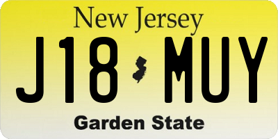 NJ license plate J18MUY