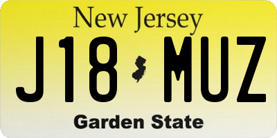 NJ license plate J18MUZ