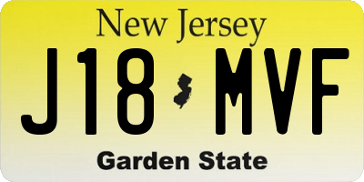 NJ license plate J18MVF