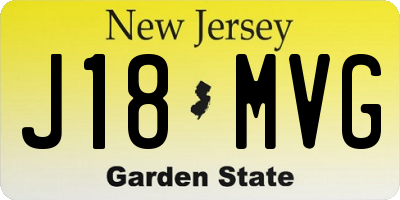 NJ license plate J18MVG
