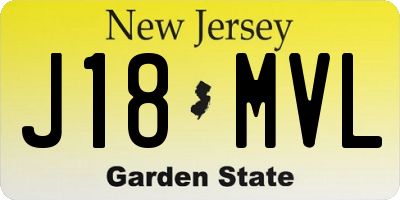 NJ license plate J18MVL