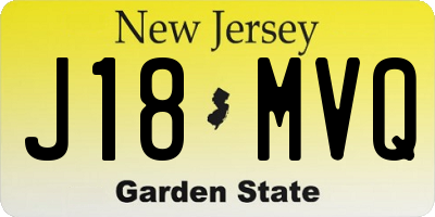NJ license plate J18MVQ