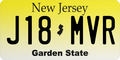 NJ license plate J18MVR