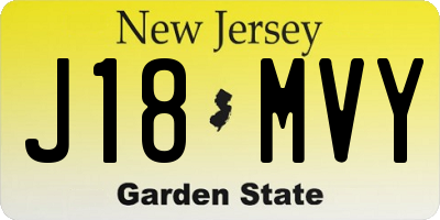 NJ license plate J18MVY