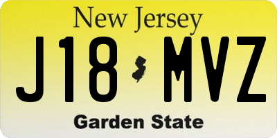 NJ license plate J18MVZ
