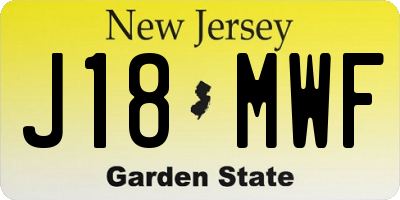 NJ license plate J18MWF