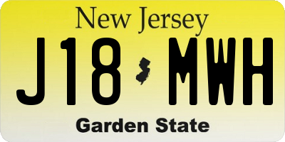 NJ license plate J18MWH