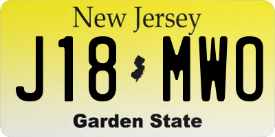 NJ license plate J18MWO