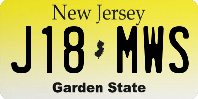 NJ license plate J18MWS