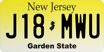 NJ license plate J18MWU