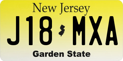 NJ license plate J18MXA