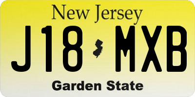 NJ license plate J18MXB