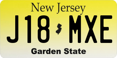 NJ license plate J18MXE