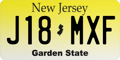NJ license plate J18MXF