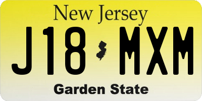 NJ license plate J18MXM