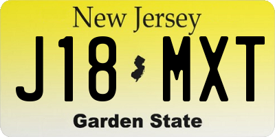 NJ license plate J18MXT