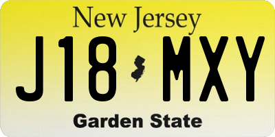 NJ license plate J18MXY