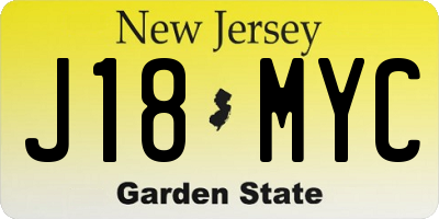 NJ license plate J18MYC