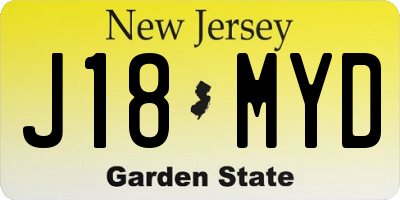 NJ license plate J18MYD