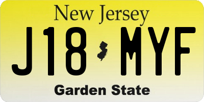 NJ license plate J18MYF
