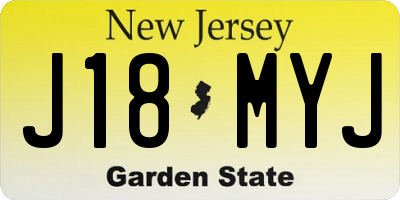 NJ license plate J18MYJ