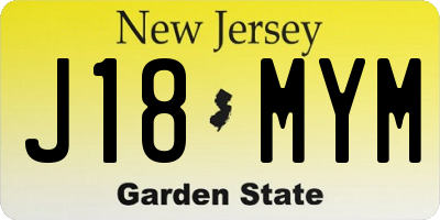 NJ license plate J18MYM