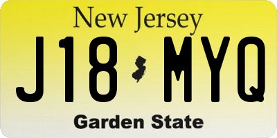 NJ license plate J18MYQ