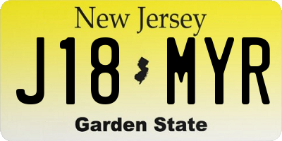 NJ license plate J18MYR