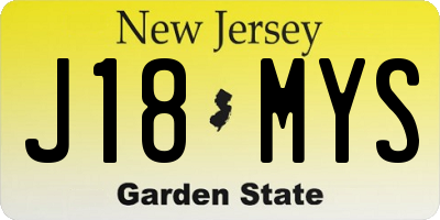 NJ license plate J18MYS